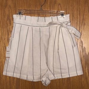 Linen-Blend Pinstriped Shorts